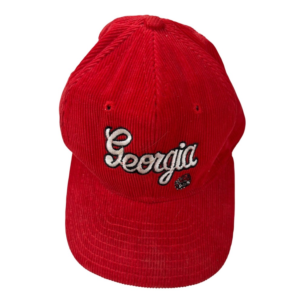 Vintage Georgia Bulldogs Pro Star Corduroy Snapback Hat Red‎ Script 90s UGA Cap